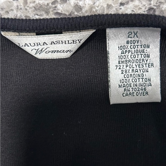 Laura Ashley Boho Black Blouse with Colorful Embroidery Size 2X - Picture 2 of 5